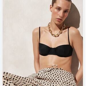 NWT J. Crew Balconette Underwire Bikini Top Black Size 42D